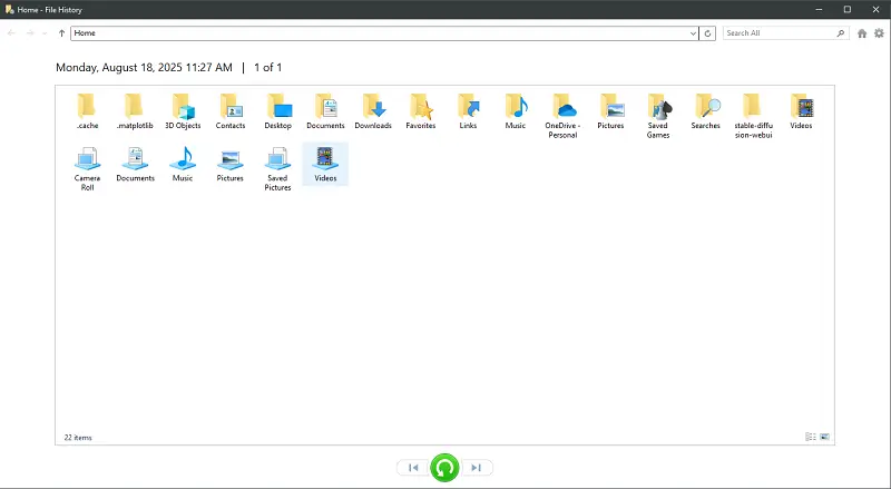 máy tính sẽ cho phép bạn tìm và khôi phục lại đúng file hoặc thư mục bạn cần